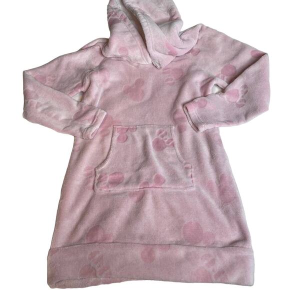 DISNEY Faux Fur Pink Mickey Minnie Pullover Robe Hooded Sherpa Lounge Comfy - Picture 1 of 2